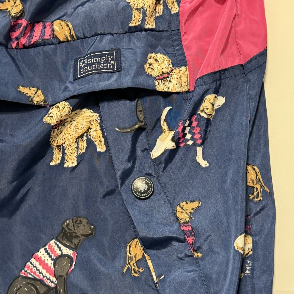 Simply Southern Women's Large Blue Dog Print Anorak Jacket Hood Zip Snap Pockets - Picture 10 of 16